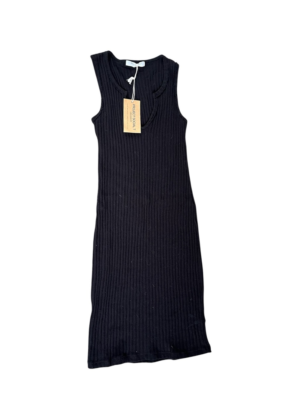 Project Social T Black Ribbed Sleeveless Midi Dress